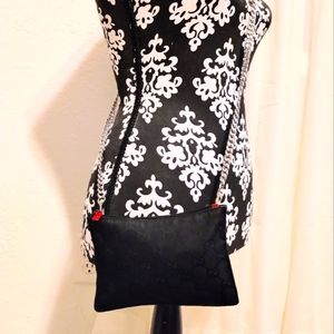 Gucci MINI Purse Black GG Monogram Web Chain Strap Small Crossbody Shoulder Bag